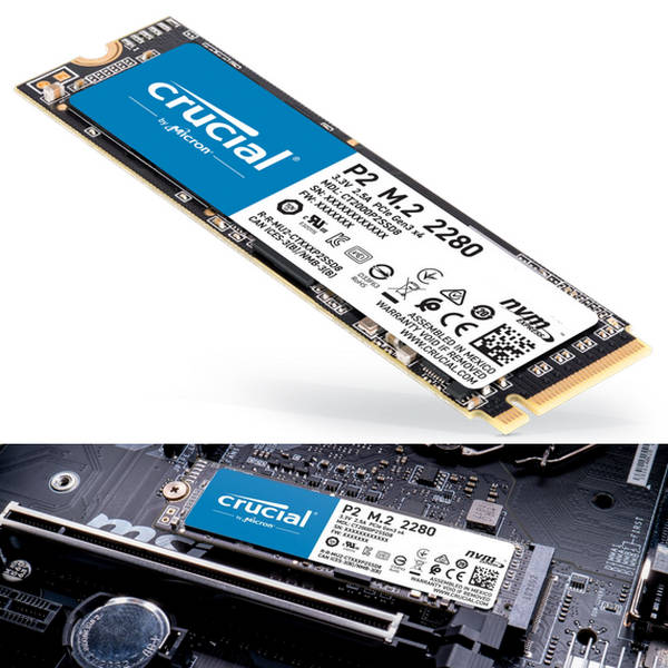 2TB Crucial CT2000P2SSD8 P2 3D NAND NVMe PCIe M.2 Solid State Disk (SSD)